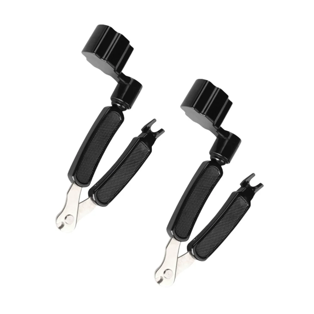 2Pcs Three-in-one Folk Guitar String-changing Tool String Cut Pliers Guitar String Cutter (Black)