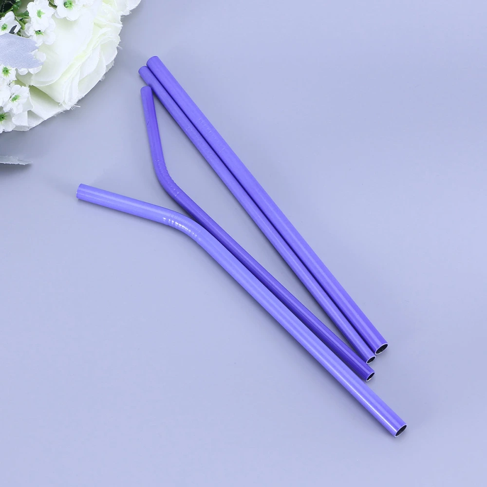 4pcs Stainless Steel Straw Drinks Change Color Straw for Party Bar Store (6x215 Straight Straw, 6x215 Elbow Straw, 8x215 Straight Straw, 8x215 Elbow Straw)