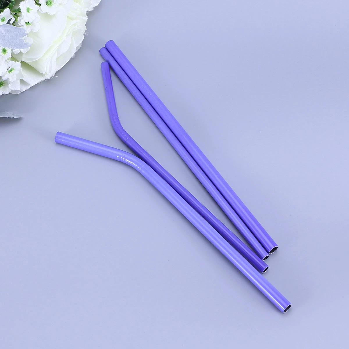 4pcs Stainless Steel Straw Drinks Change Color Straw for Party Bar Store (6x215 Straight Straw, 6x215 Elbow Straw, 8x215 Straight Straw, 8x215 Elbow Straw)