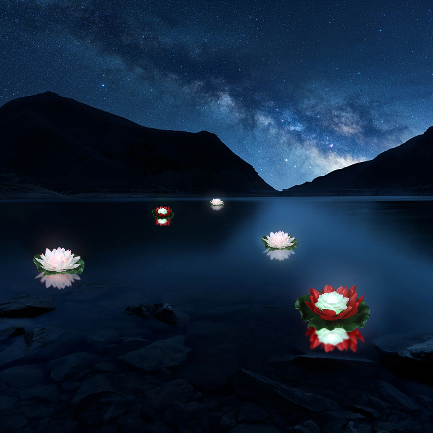 2Pcs Outdoor Flower Lamps Decorative LED Flower Lights Solar Power Wishing Flower Light
