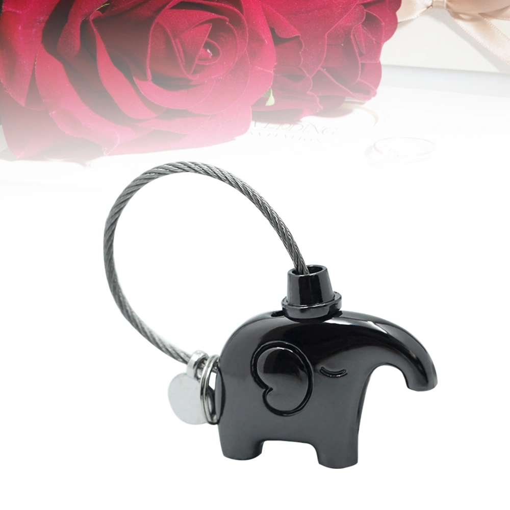 Kissing Elephants Couples Keychain Fantastic Valentine's Gift Hanging Decor for Key Bag Purse (Gun Black)