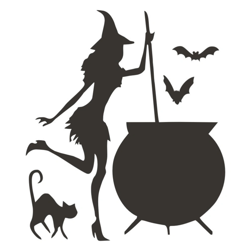 Halloween Wall Stickers Witch Shape Wall Sticker Removable Self-adhesive Wall Decal Decoration Accessories for Bedroom Home Decor Halloween Party  (43.5x37cm Free Match)