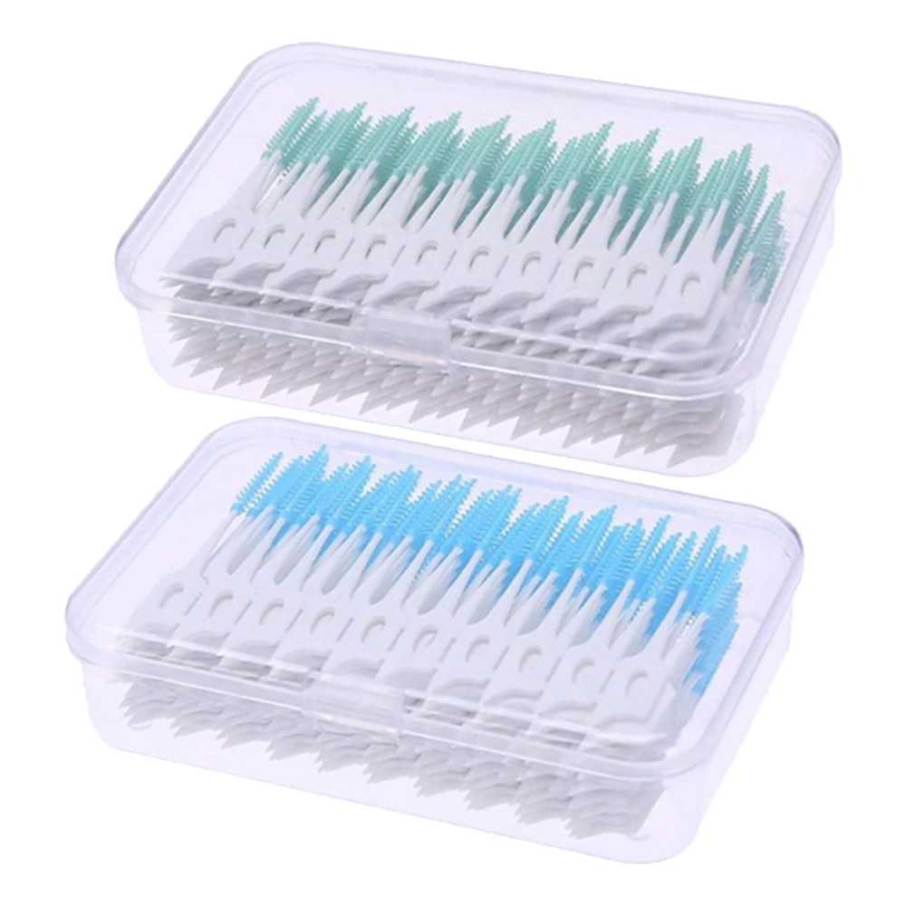 320pcs Disposable Interdental Cleaning Brush Silicone Toothpicks (Green and Blue)