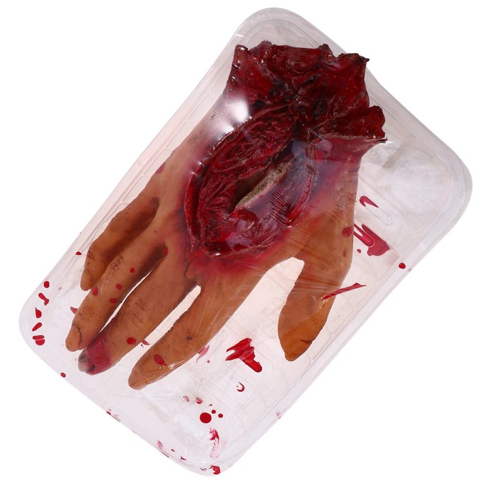 Scary Bloody Simulation Hand Meal Box Decoration Realistic Organ Prank Prop for Halloween Party Haunted House