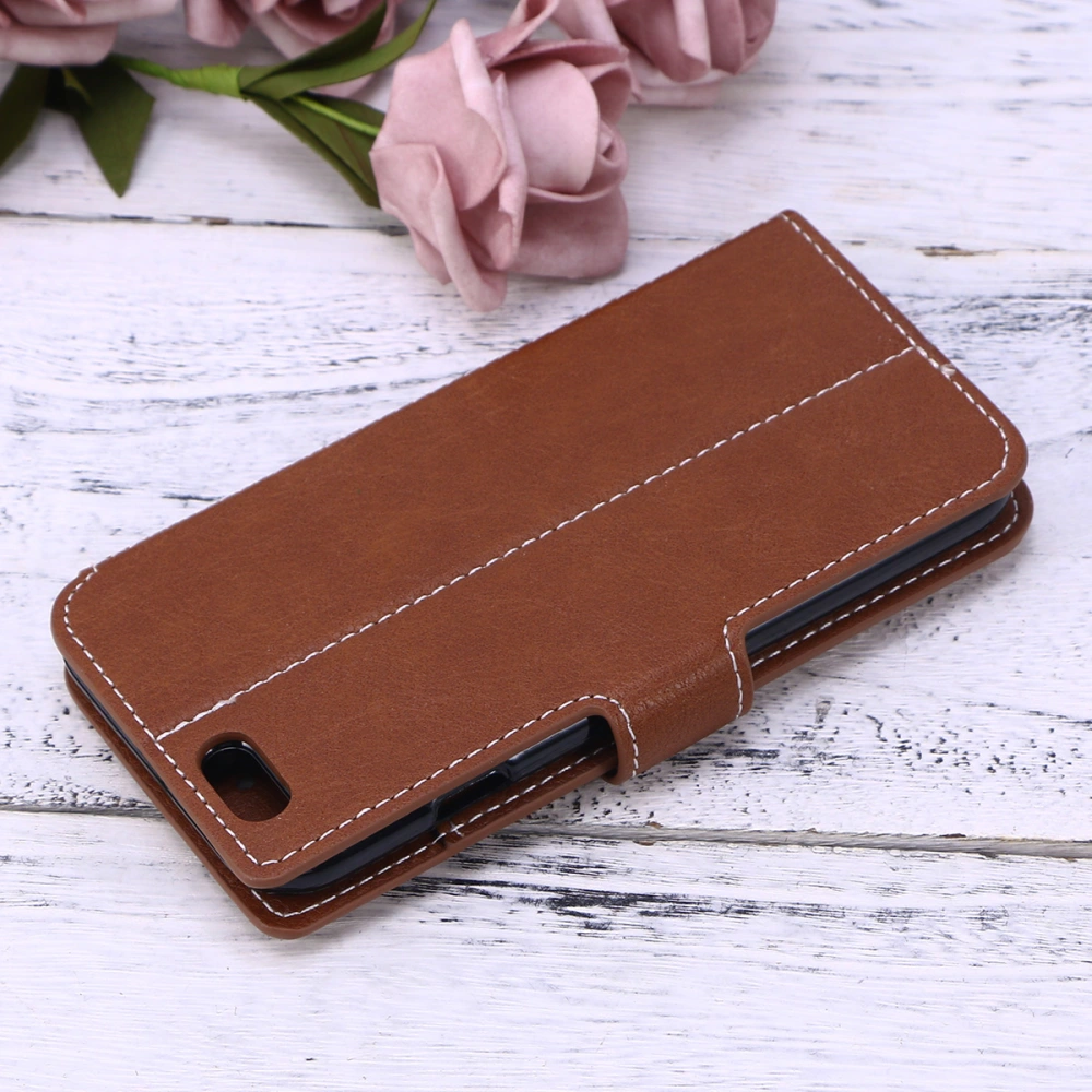 Fashion PU Leather Magnetic Closure Phone Case Wallet with Slot Protective Cover Stand for iPhone 6 (Brown)