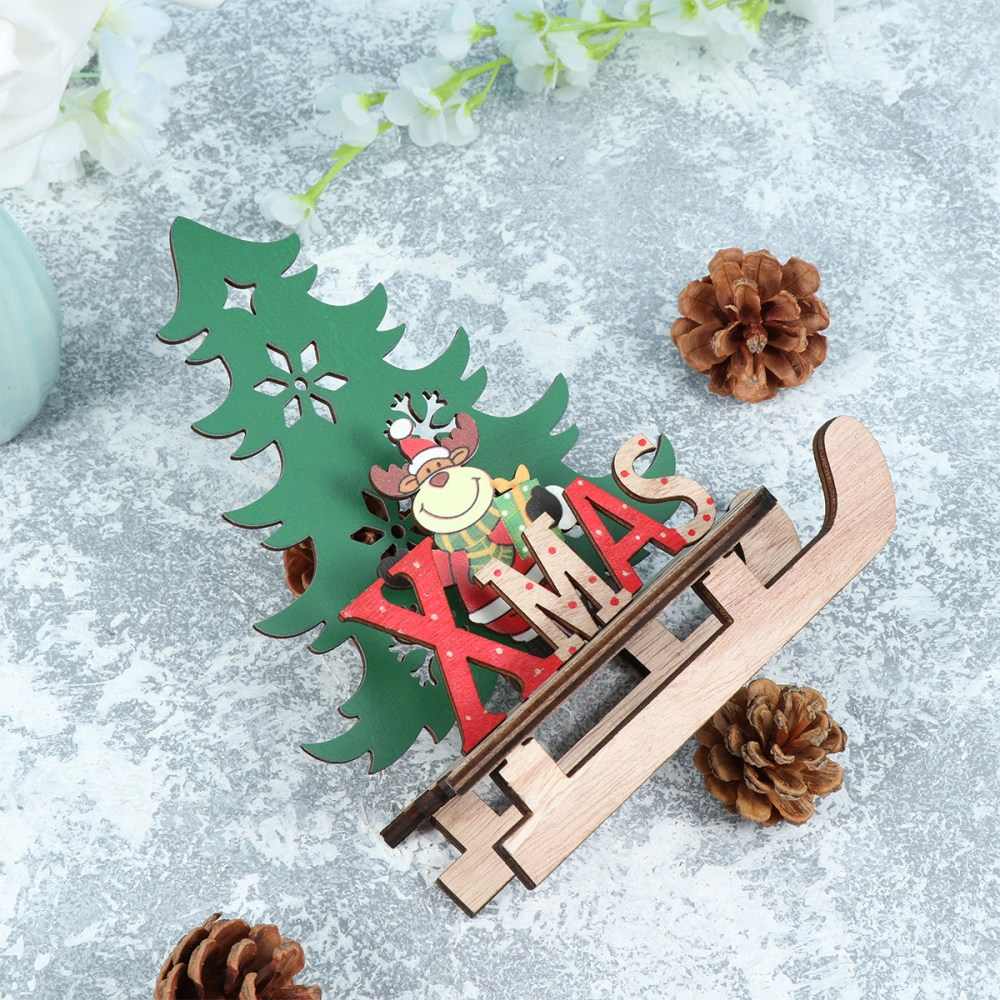 DIY Wooden Christmas Ornaments Sledge Shape Christmas Decor for Home Store Office - Small Deer