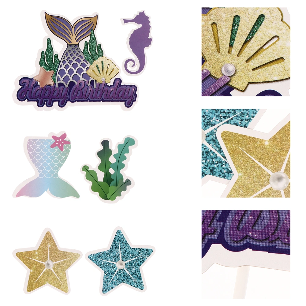 22PCS Mermaid Party Cake Topper Decorative Cake Pick Premium Cupcake Topper