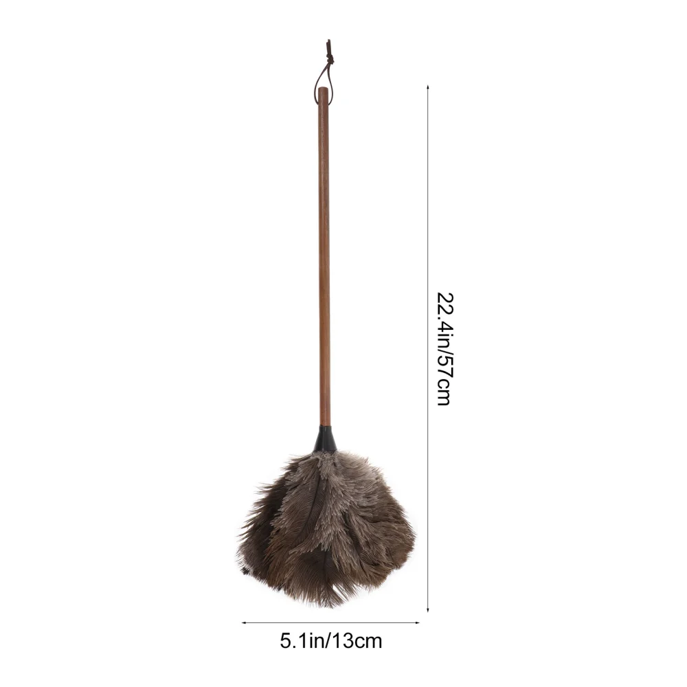 1Pc Long Handle Duster Ostrich Feather Duster Dust Cleaning Tool (Brown)