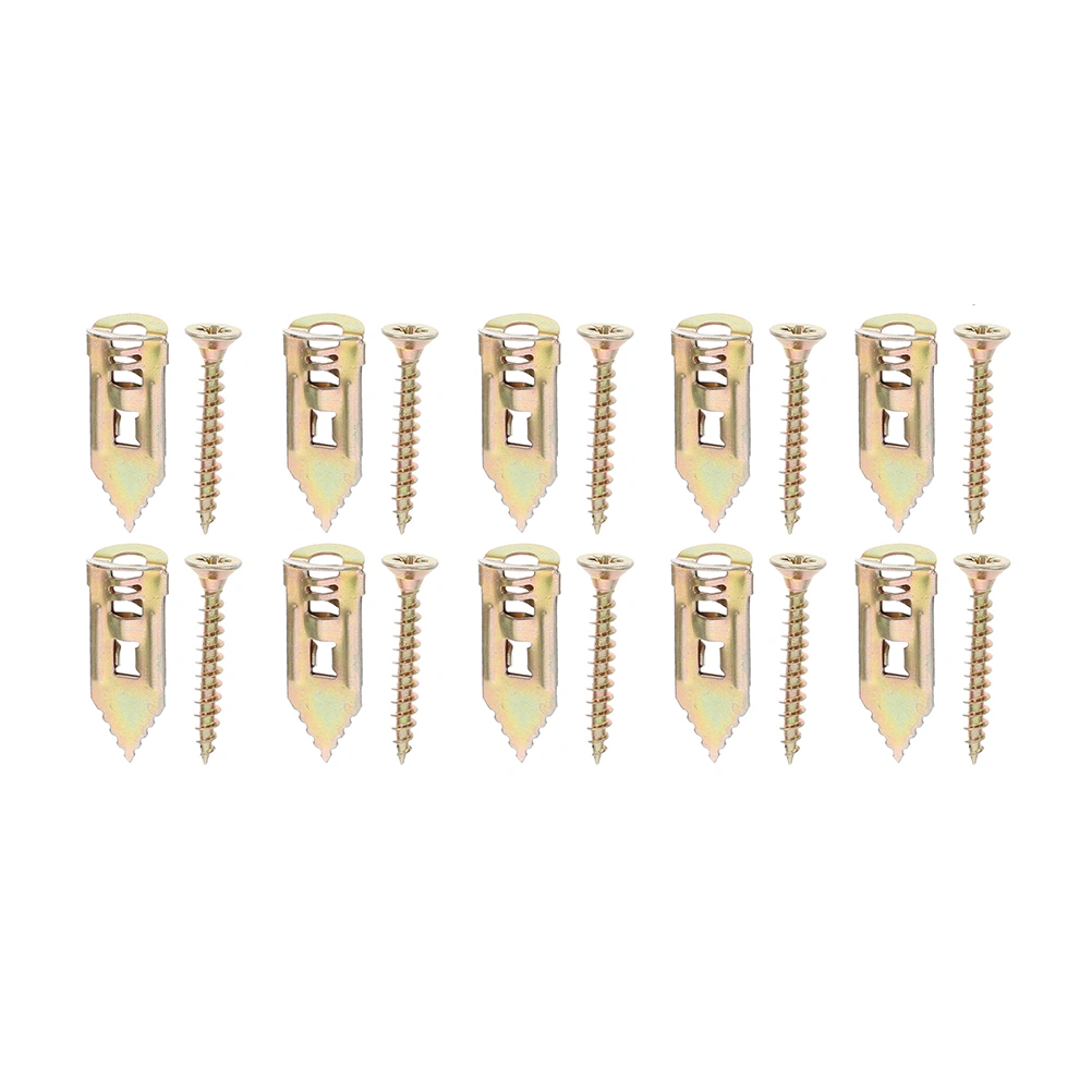 10pcs Professional Plasterboard Plug Fixing Screws Home Hard-ware Parts (Golden)