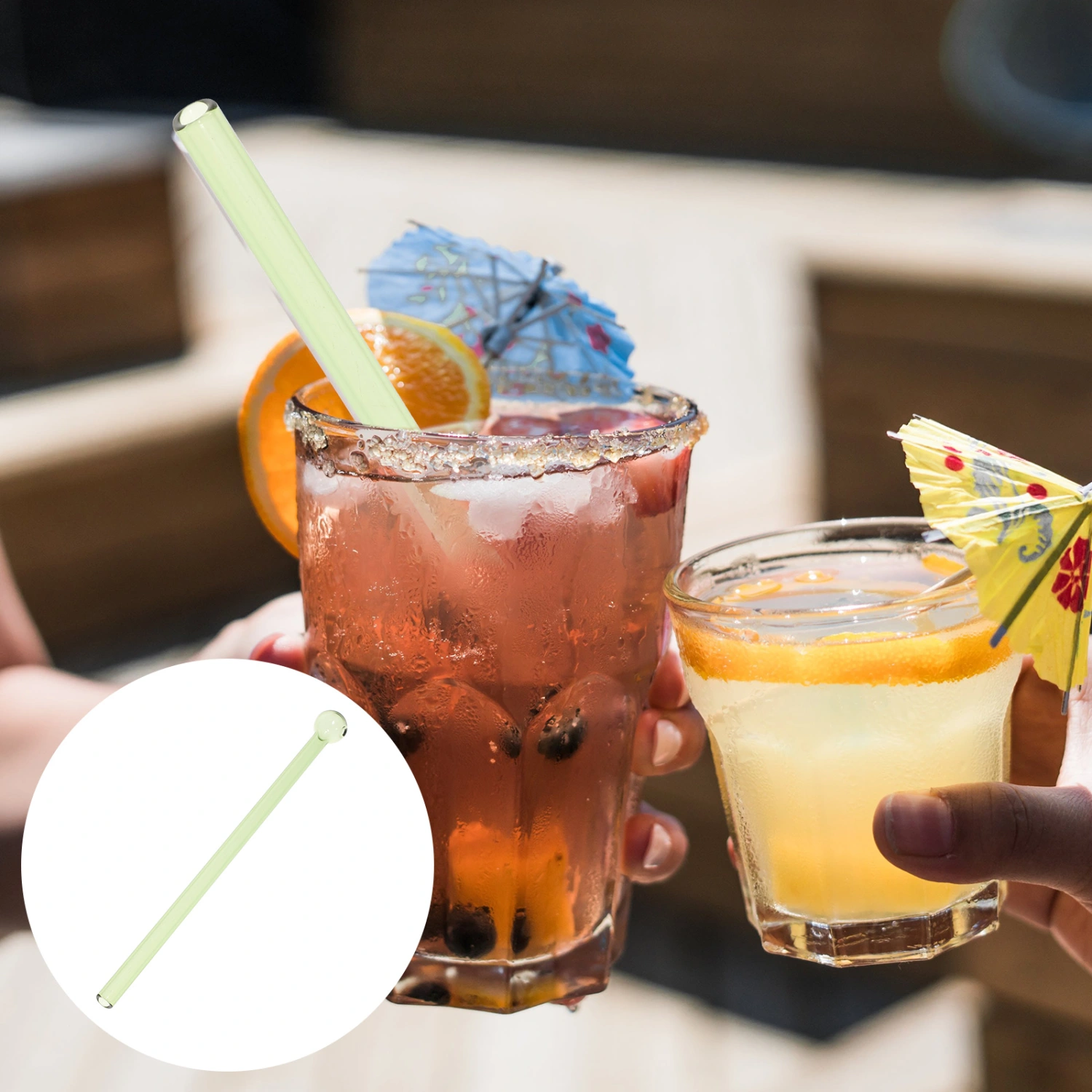 2pcs High Borosilicate Glass Round Head Straws Drinking Straws Milk Tea Straw
