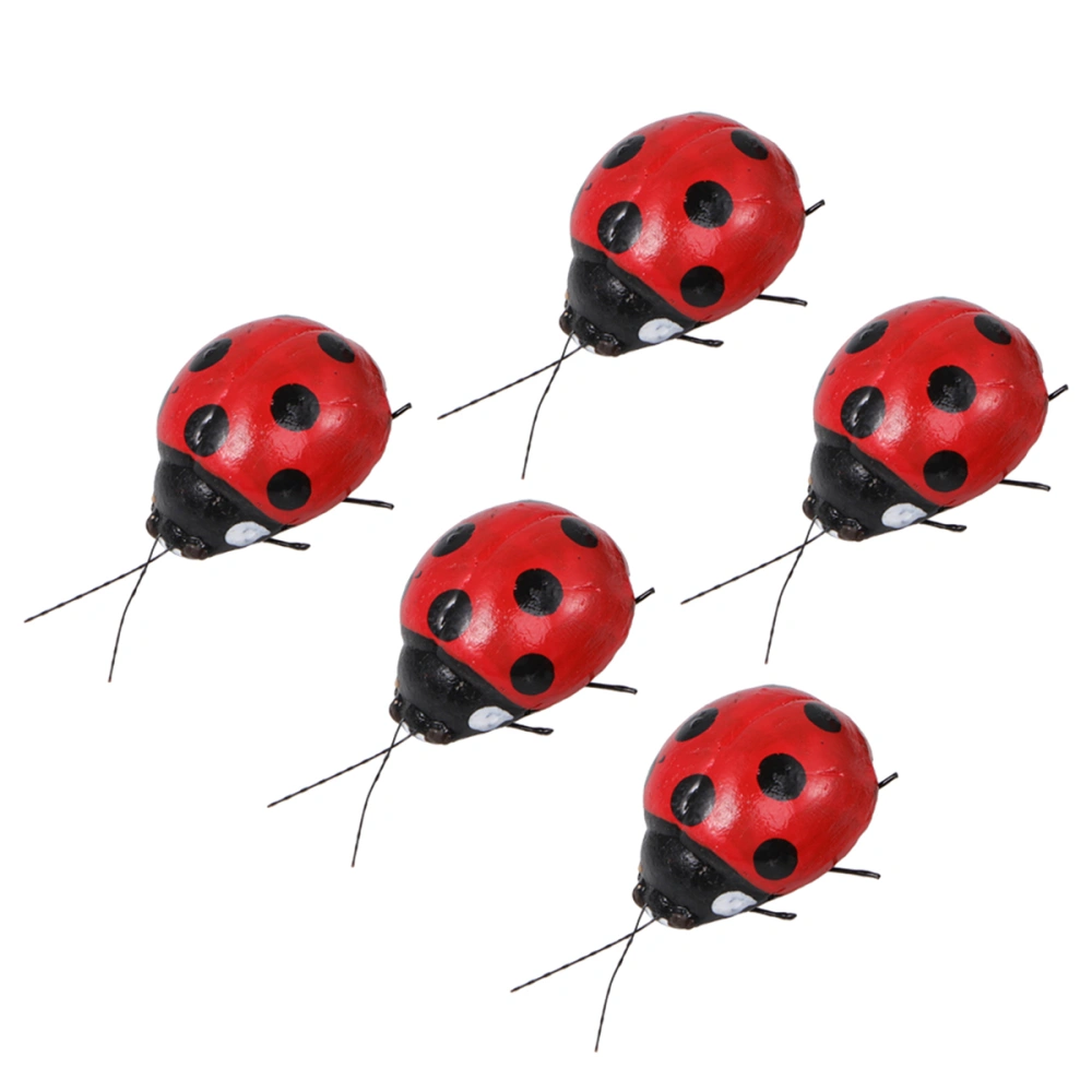 5pcs Ladybird Shape Fridge Magnet Ladybird Microlandscape Decoration Highly Simulated Insect Fridge Magnets Red