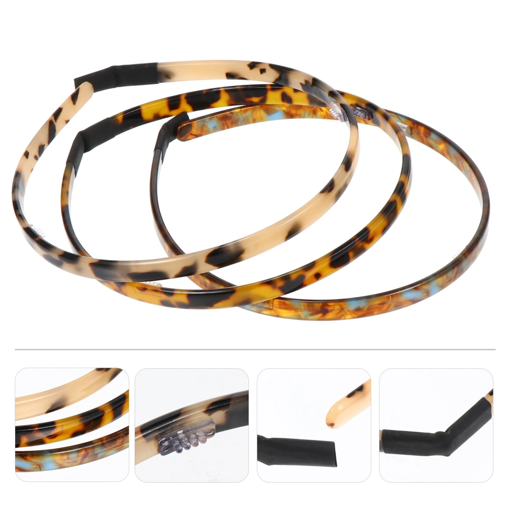 3pcs Thin Headbands Acetate Hairbands Styling Hair Hoops Tortoiseshell Headband