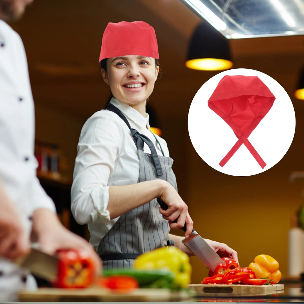 Fashion Chefs Hat Kitchen Catering Skull Ribbon Turban (Red)