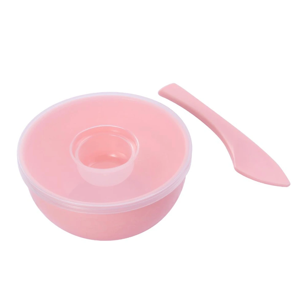 3 in 1 Facial Mask Bowl Stick Cover Set Plastic DIY Makeup Tools (Pink)