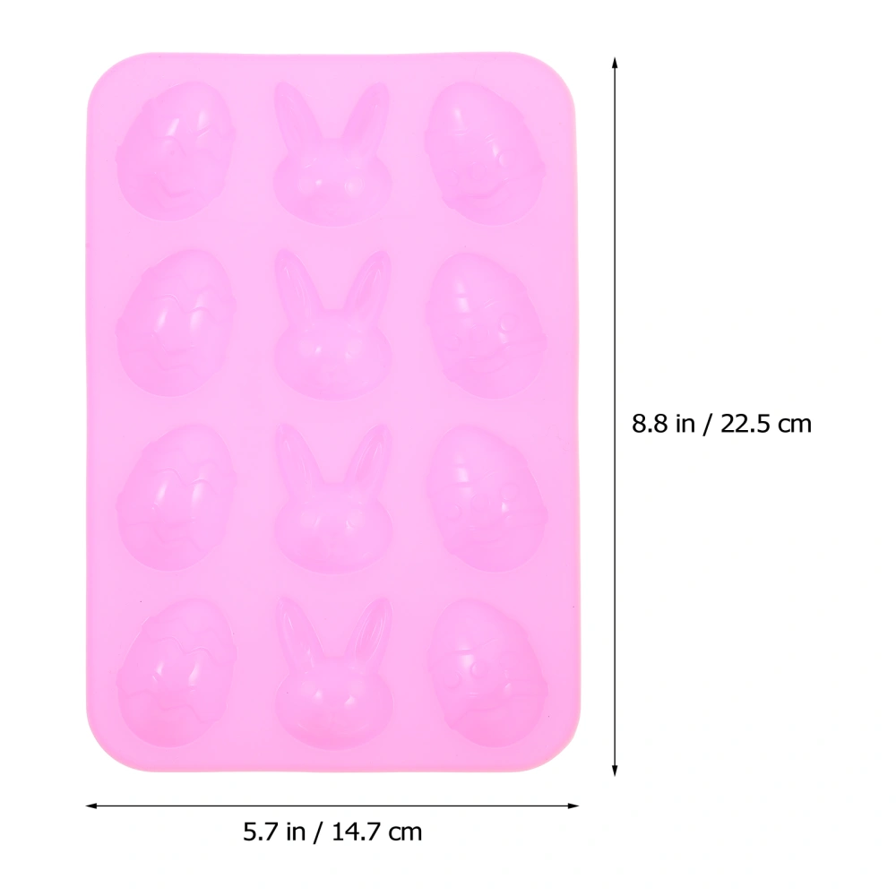 1pc Silicone Cake Mold Easter Eggs Rabbit Shape Chocolate Mold Soap Mould Baking Tray(Random Color)