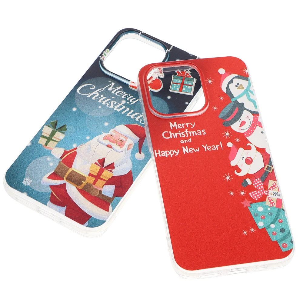 2Pcs Santa Claus Mobile Phone Shell Mobile Phone Cover Compatible for iPhone 13