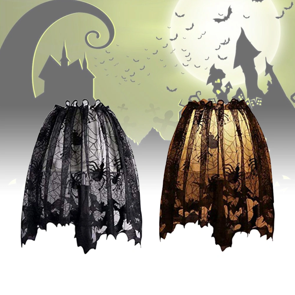 Spider Bat Door Curtain Black Spider Bat Lampshade Halloween Shade Head Fireplace Screen Halloween Decoration Black