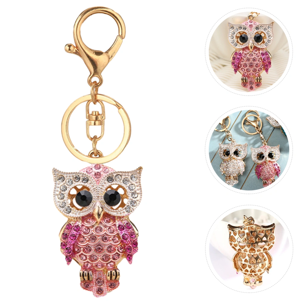 1Pc Graduation Gift Exquisite Rhinestone Owl Key Chain Practical Metal Keychain