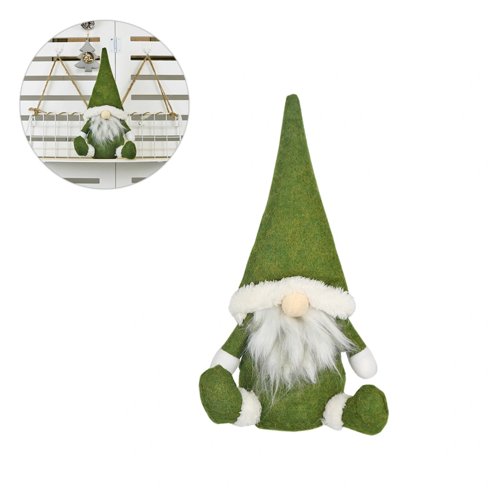 No Face Santa Claus Adornment Sitting Posture Doll Christmas Decorations Nordic Style Decorated Doll Showcase Adornment Green