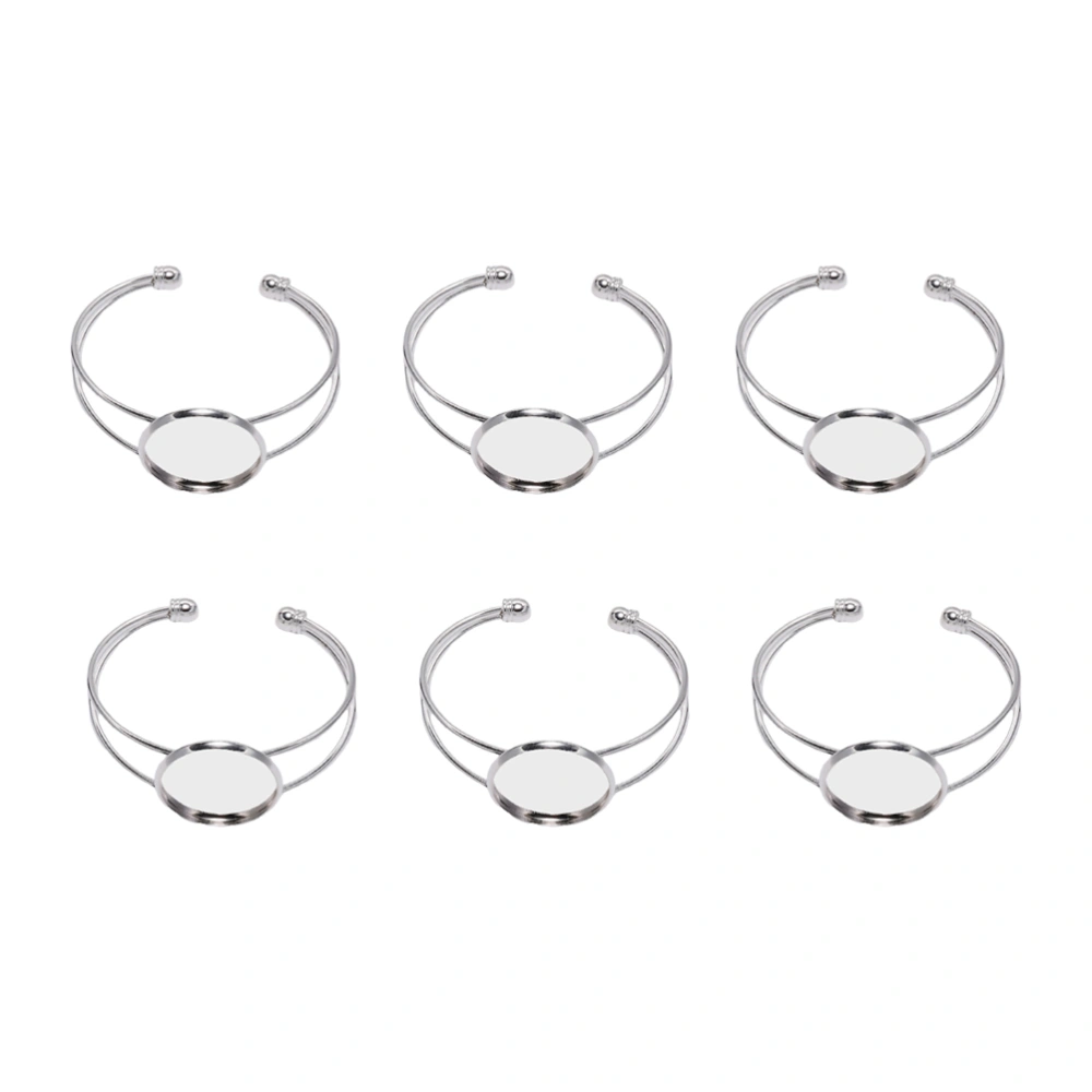 6pcs 18mm Round Plate Copper Y Shape DIY Bracelets Wrist Chains for Jewelry Making (Silver)