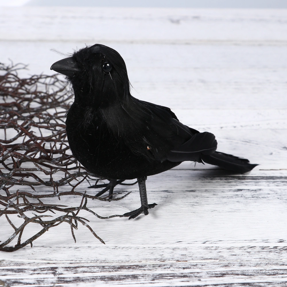 3PCS Simulated Halloween Decoration Realistic Crow Prop Black ed Bird