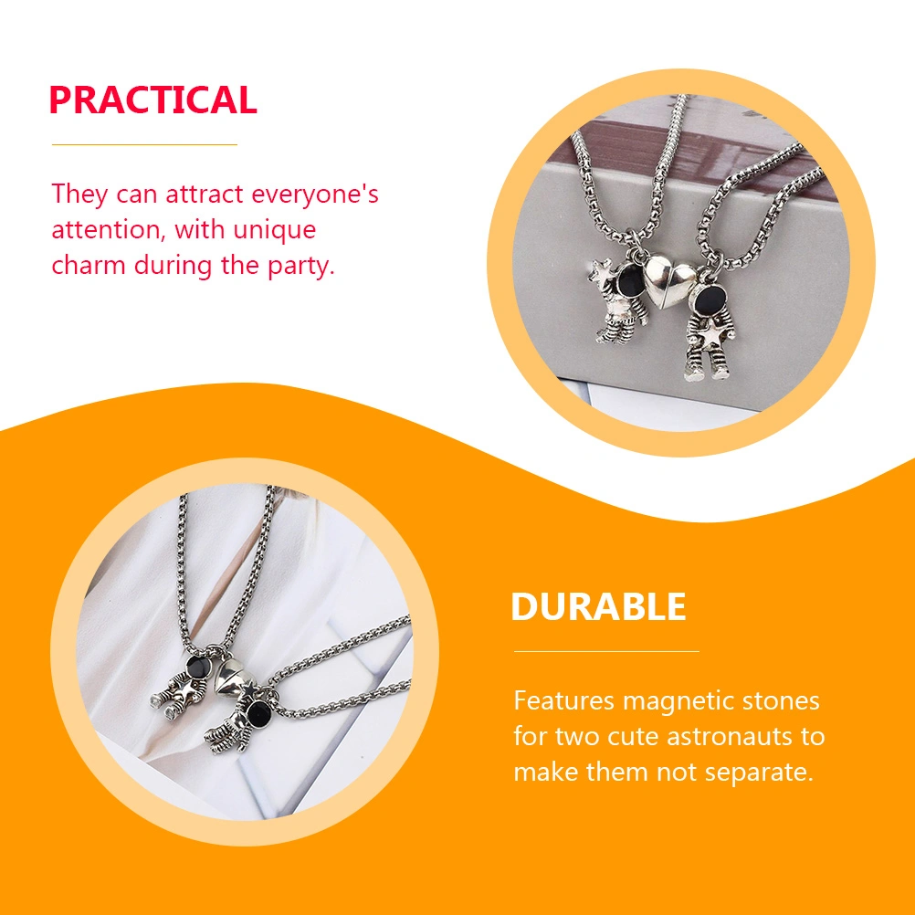2Pcs Magnetic Couples Necklaces Mutual Attraction Necklaces Couple Neck Decors