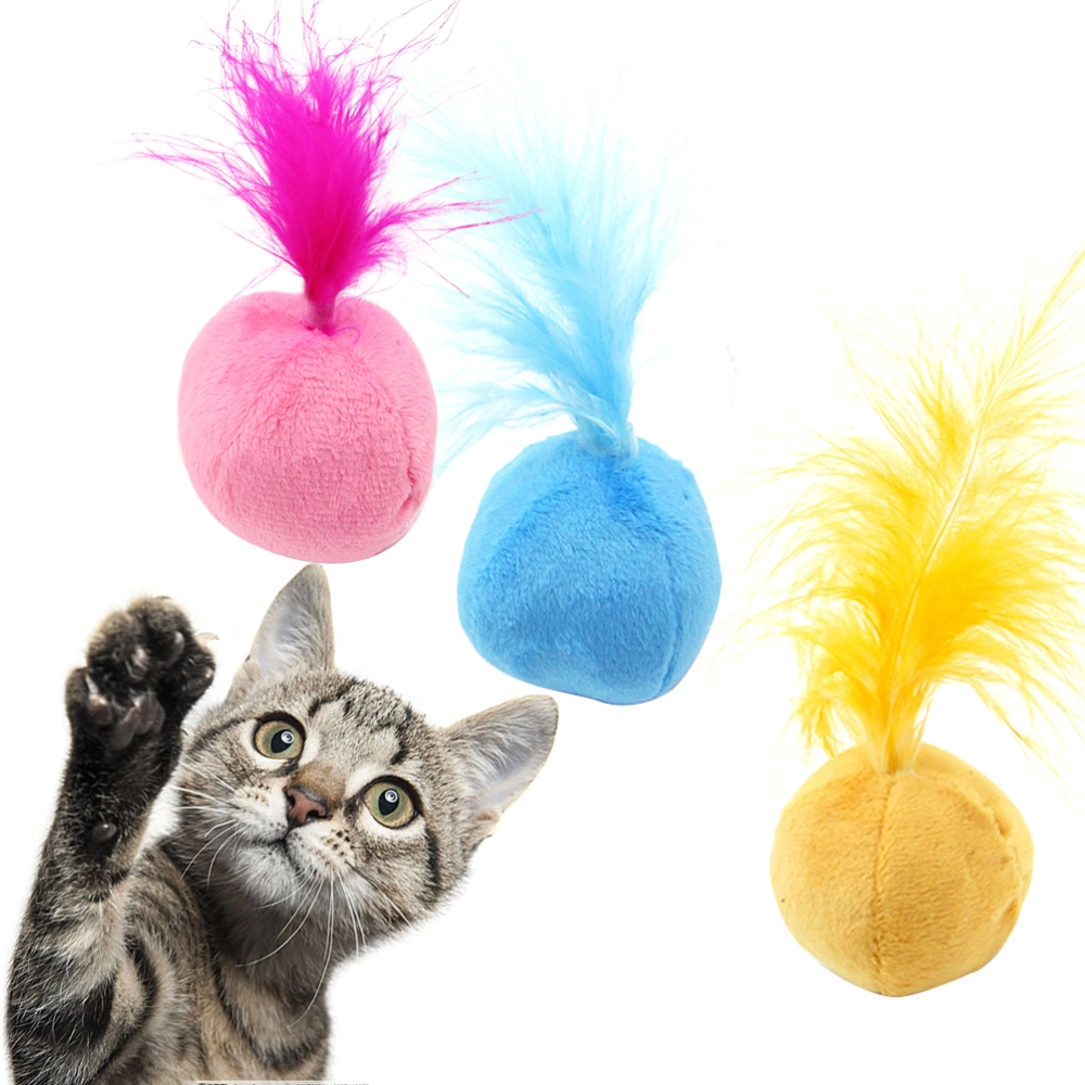 6PCS Natural Cat Mint Ball Plush Toy Catnip Ball Pets Toy Kitty Balls Kitten Chew Ball Toys (Mixed Colors)