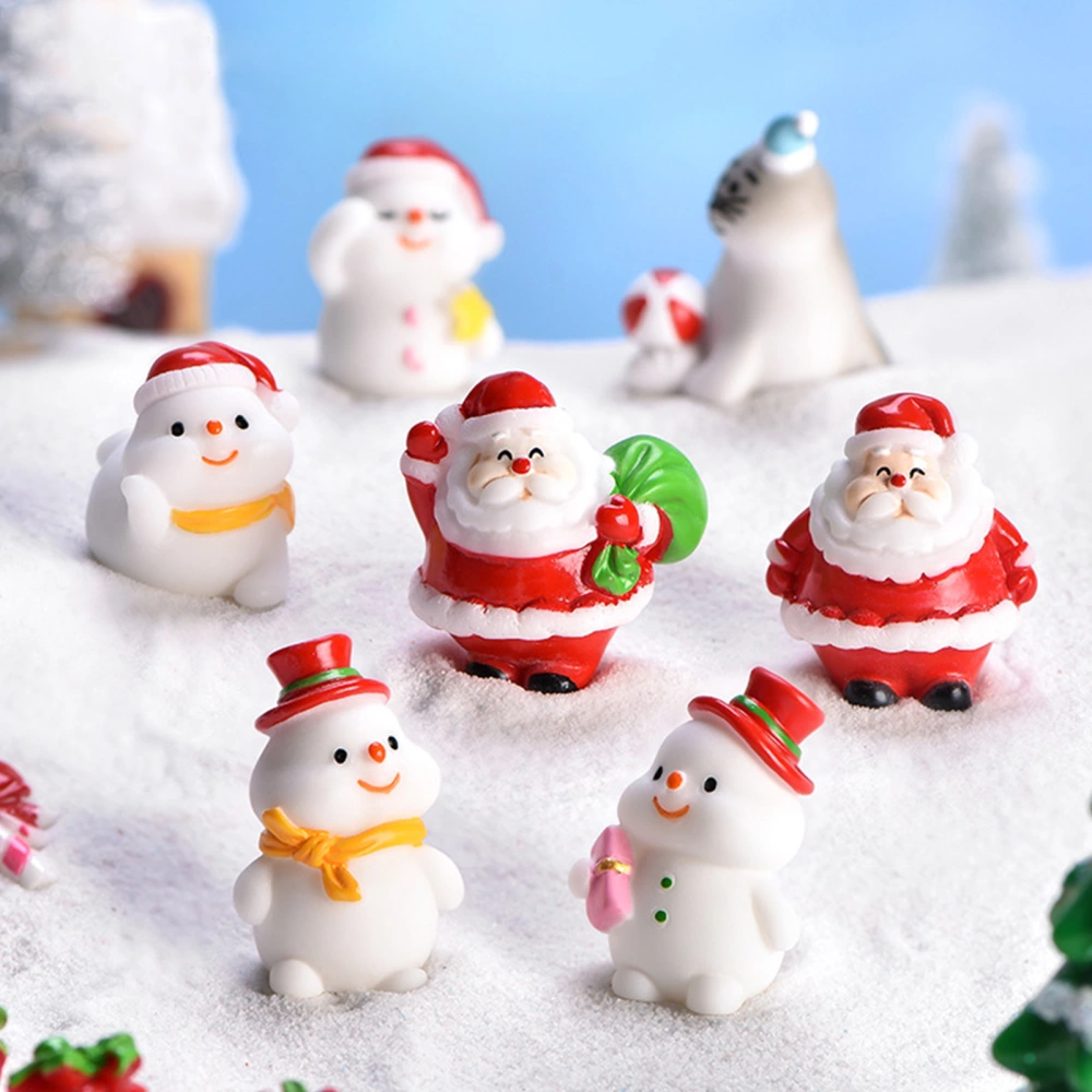 6pcs Unique Christmas Mini Resin Ornaments Micro Landscape Xmas Layout Decors