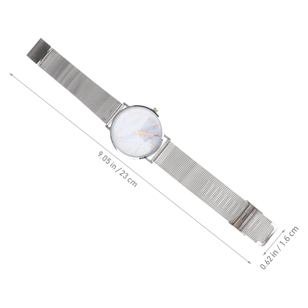 Fashion Women Marble Watch Bracelet Dress Watch Quartz Wristwatch Ladies Casual Business Watch (Silver)