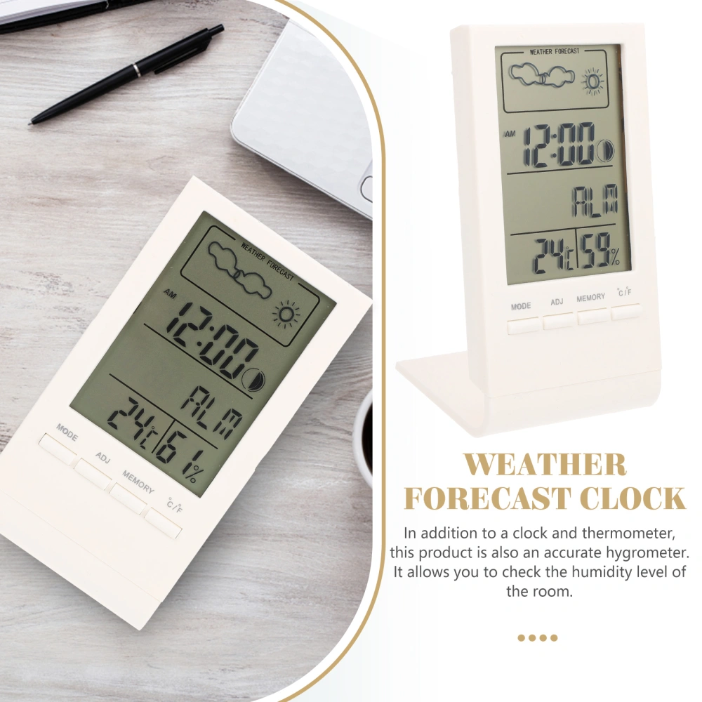 Modern Multi-function LCD Weather Forecast Clock Weather Station Clock Temperature Thermometer Calendar Clock with Temperature and Humidity Meter