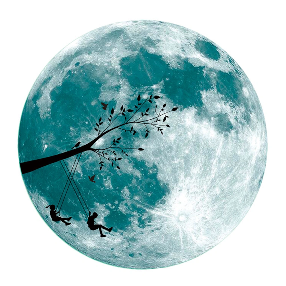 1 Sheet Moon Designed Wall Stickers Removable Luminous Decals Background Decals