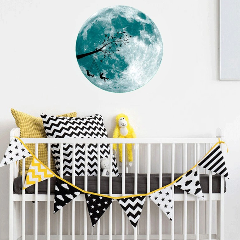1 Sheet Moon Designed Wall Stickers Removable Luminous Decals Background Decals