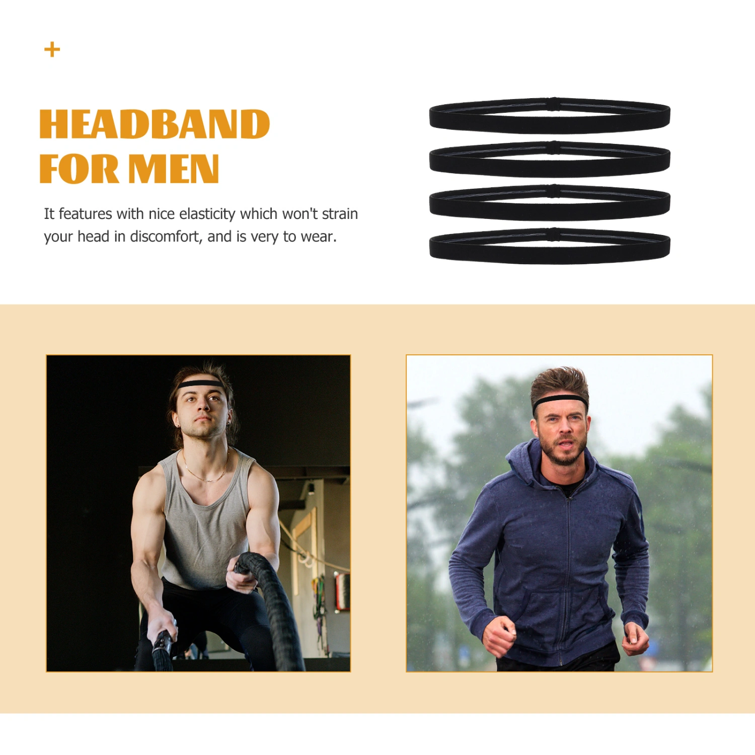 6Pcs Basketball Men Headband Men Sweatband Elastic Men Headband Elastic Men Sweatband