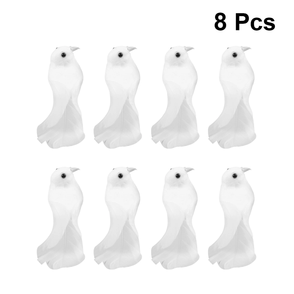 8Pcs Lifelike Birds Artificial Feathered Birds Festive Ornaments Wedding Decorations