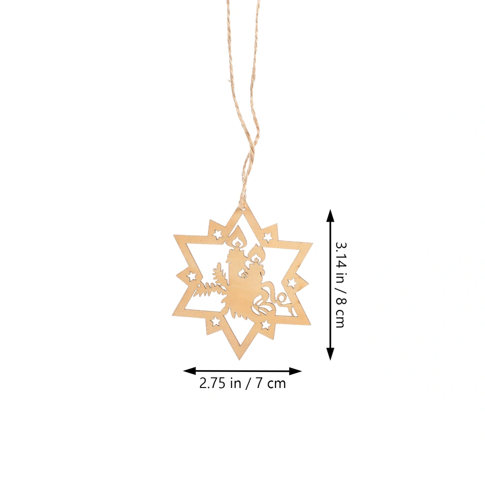 20pcs Six-pointed Star Pendants Wooden Hexagram Christmas Tree Pendants