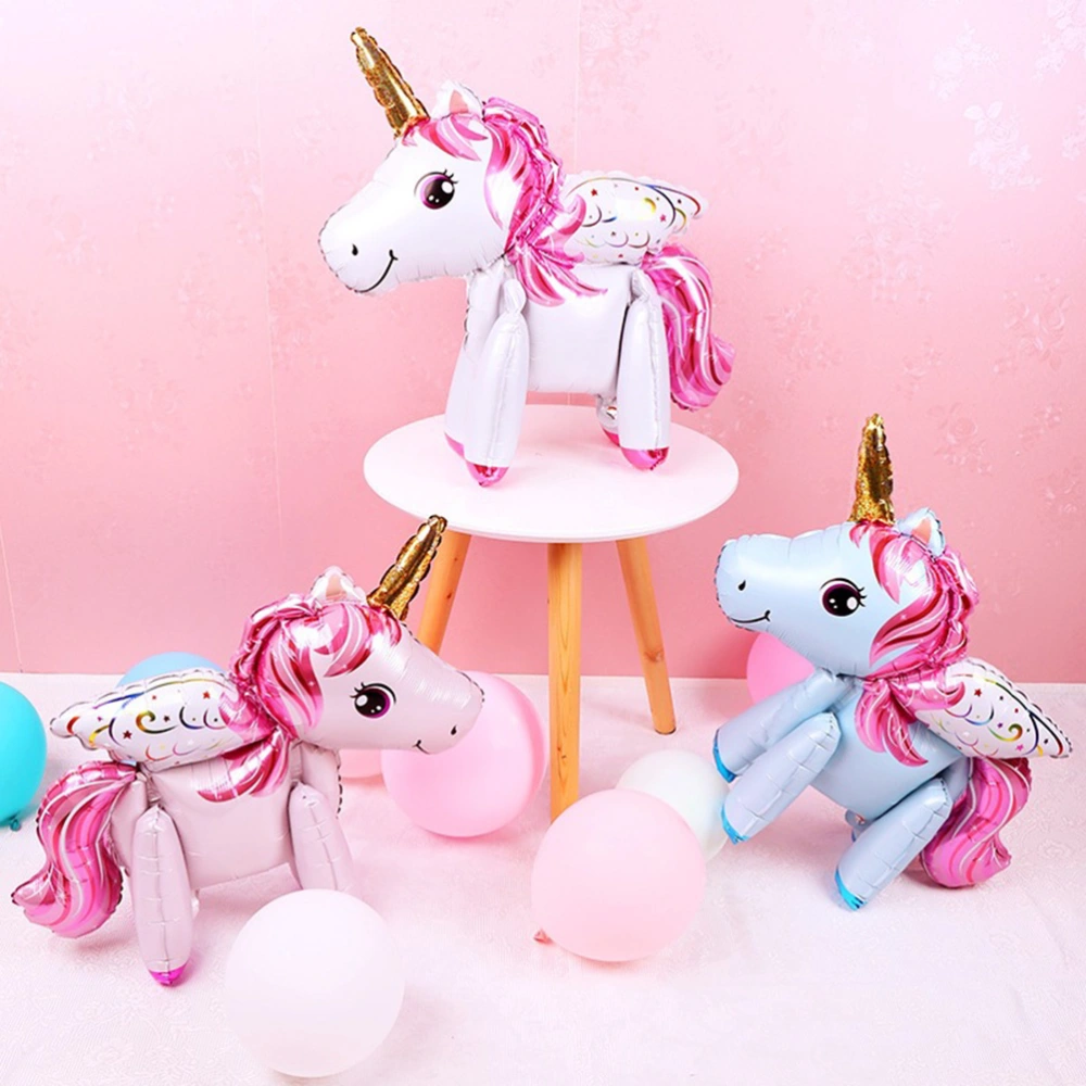 2PCS/Set Small Unicorn Ballon 3D Shape Aluminum Balloon Home Decor Party Decoration Tool