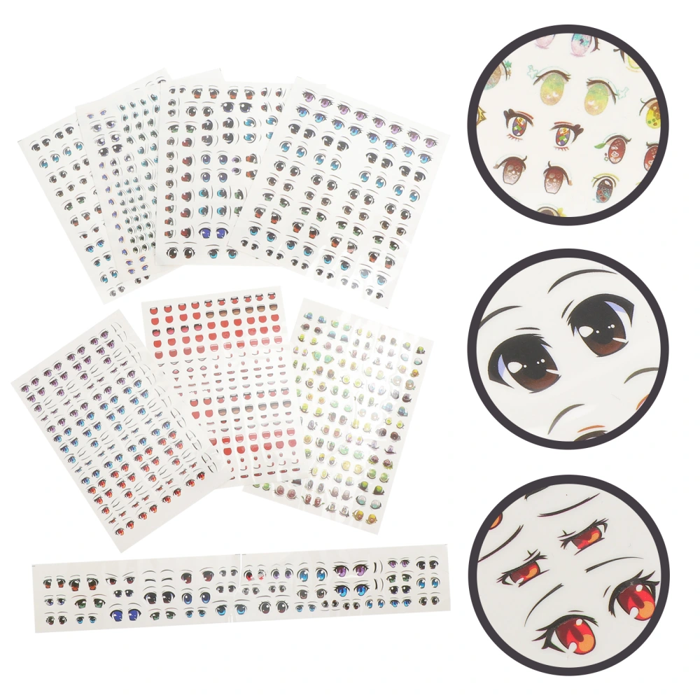 8 Sheets of DIY Doll Eyes Stickers Animal Figurine Doll Makeup Decals Water Stickers (Mixed Style)