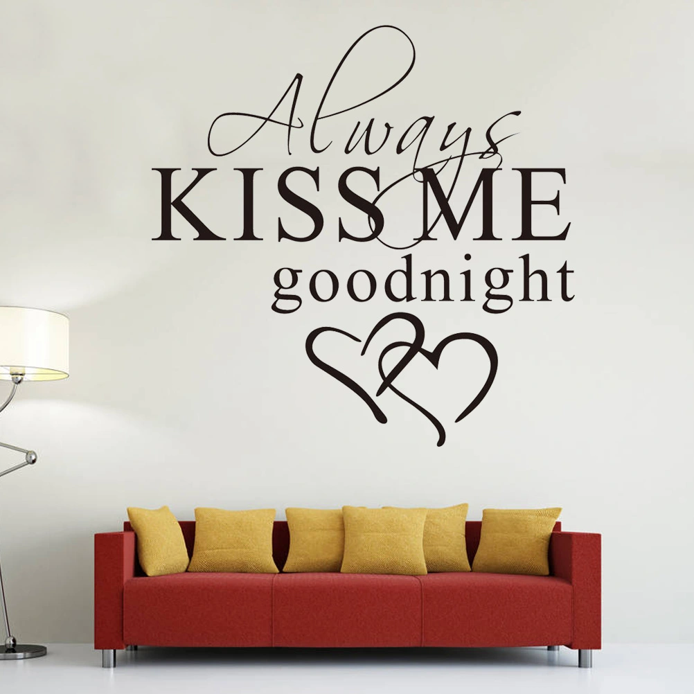 Always Kiss Me Goodnight Wall Sticker Vinyl Letter Words Wall Decal Removable DIY Quote Wall Art Decor for Bedroom Living Room Home - 57x21cm