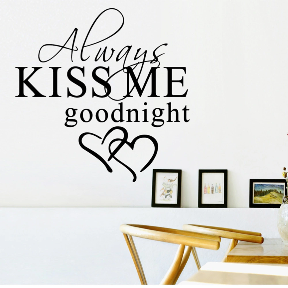 Always Kiss Me Goodnight Wall Sticker Vinyl Letter Words Wall Decal Removable DIY Quote Wall Art Decor for Bedroom Living Room Home - 57x21cm