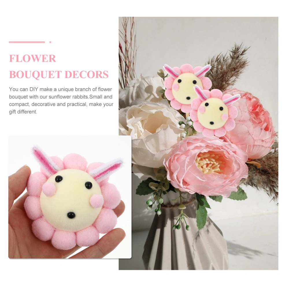 1 Set 6Pcs Cartoon Sunflower Rabbit Flower Bouquet Decors DIY Flower Packing Kit