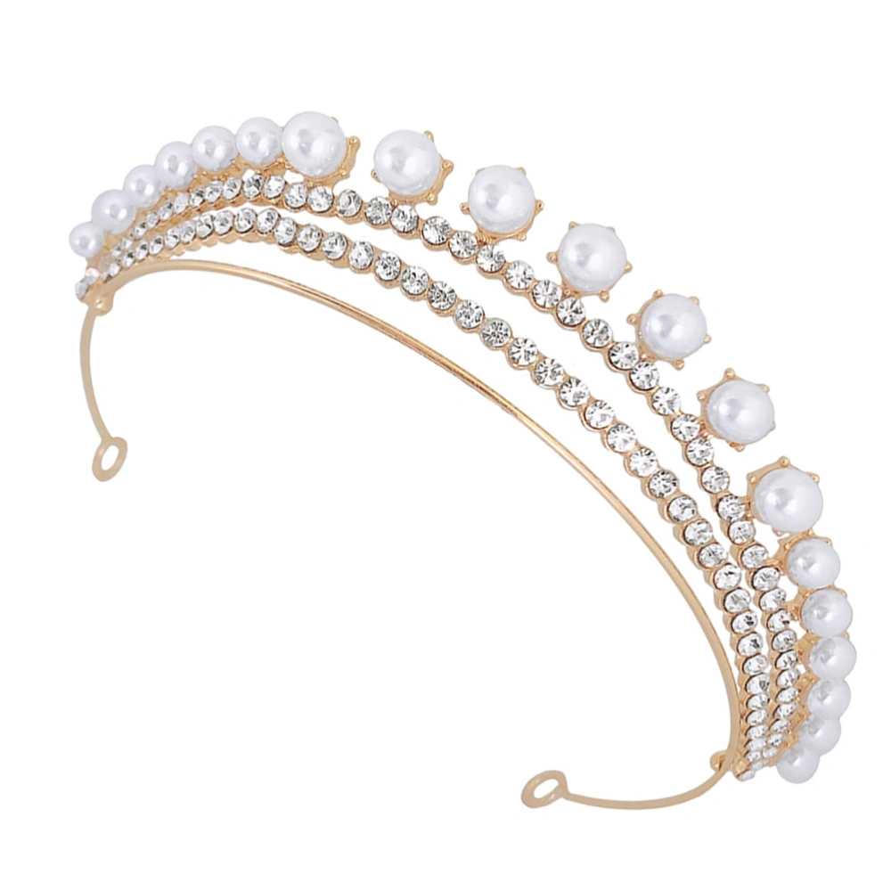 1pc Elegant Bride Headdress Shiny Pearl Crown Headdress Wedding Headdress