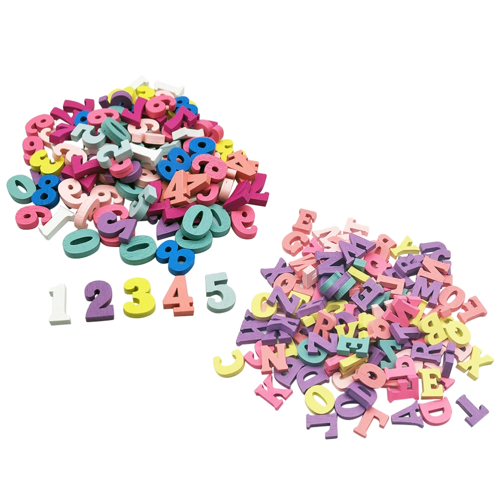 200 Pcs Candy Colors Mixed Wooden Number Alphabet for DIY Scrapbooking Craft Wedding Party Home Decoration Wood Letters Education