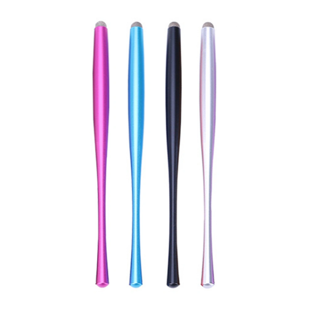 4pcs Metal Capacitive Stylus Replacable Fiber Cloth Tip Touch Pen Handwriting Capacitive Pens for Phone Tablet (1 Red and 1 Blue and 1 Silver and 1 Black)