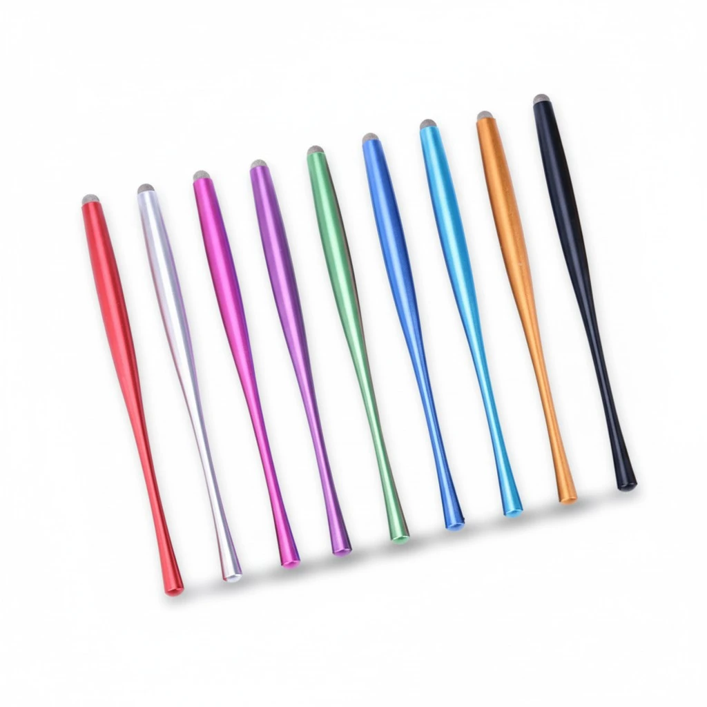 4pcs Metal Capacitive Stylus Replacable Fiber Cloth Tip Touch Pen Handwriting Capacitive Pens for Phone Tablet (1 Red and 1 Blue and 1 Silver and 1 Black)