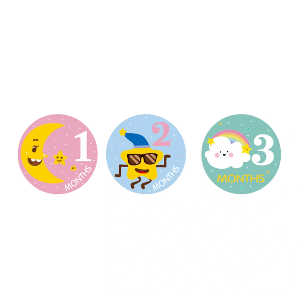 12 Pcs 10x10cm Baby Month Stickers Milestone Self-Adhesive Stickers Anti-Dirty Sticker for Newborn