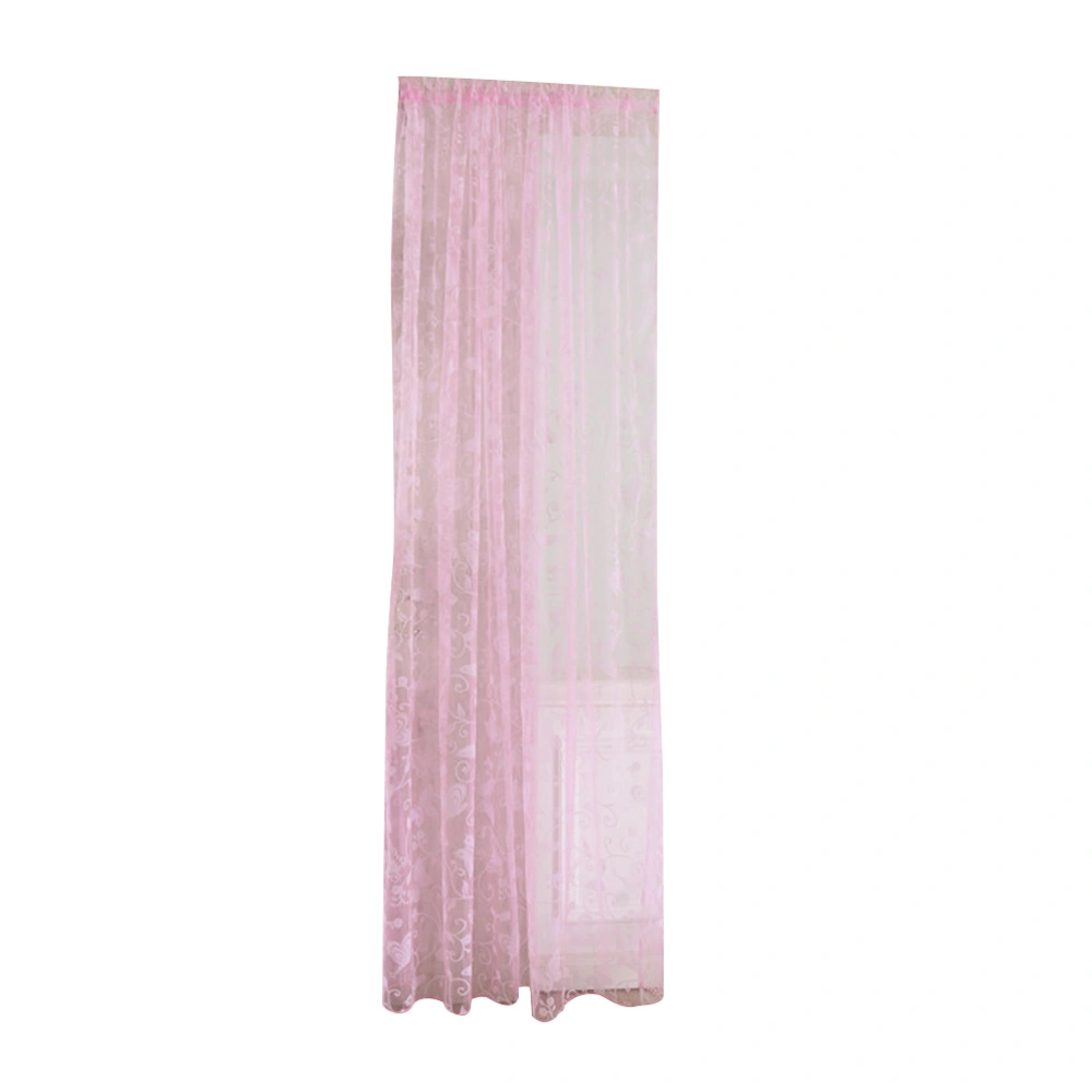 1 Pc Semi-shading Pastoral Small Hooks Window Voile Curtains for Bedroom Living Room-100x200cm(Pink)