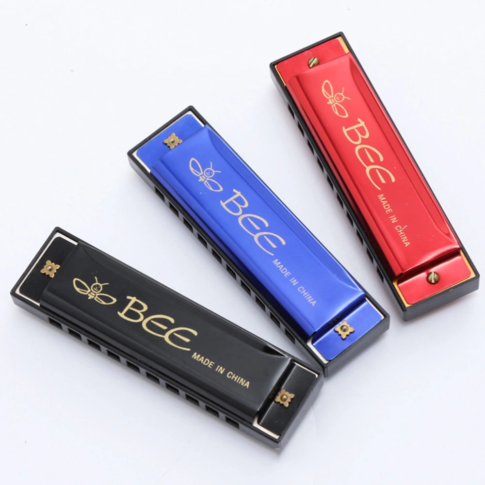 10 Hole Plastic Harmonica Music Instrument for Beginner Students Kids Gift (Red)