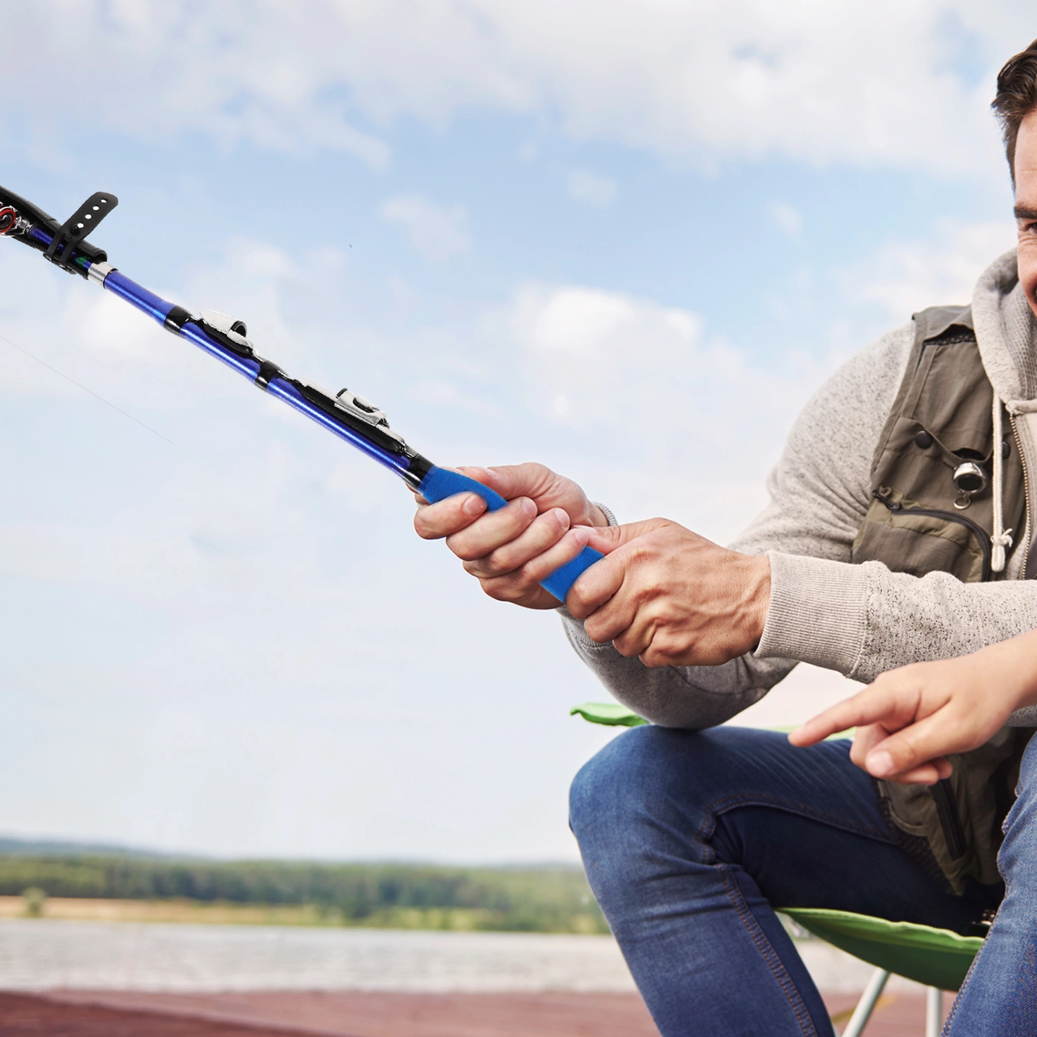Portable 1m Carbon Fiber Telescopic Fishing Rods Travel Fishing Pole Boat Fishing Rod Blue