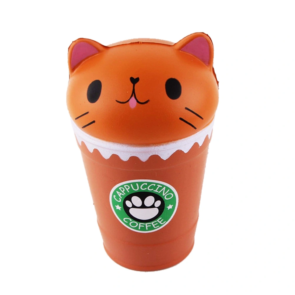 Coffee Cup Cat Head Decompression Vent Toy Squeezing Cat Kawaii Adult Children Decompression Toys (Coffee)