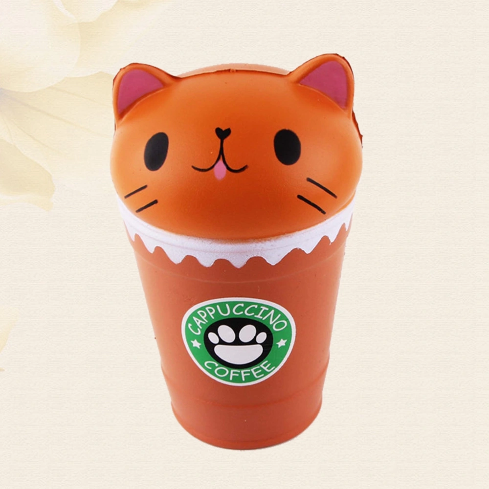 Coffee Cup Cat Head Decompression Vent Toy Squeezing Cat Kawaii Adult Children Decompression Toys (Coffee)